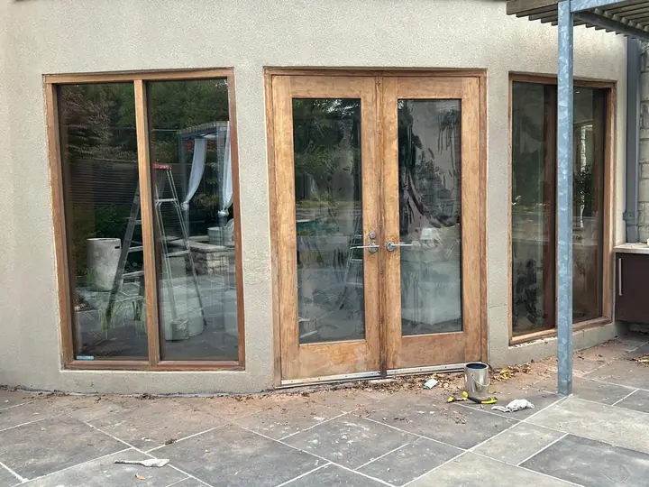 Wood doors and window frames restored