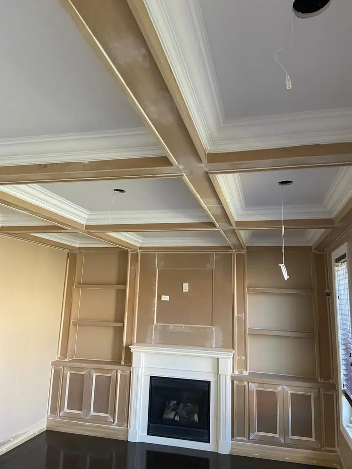 Coffered living room, finished