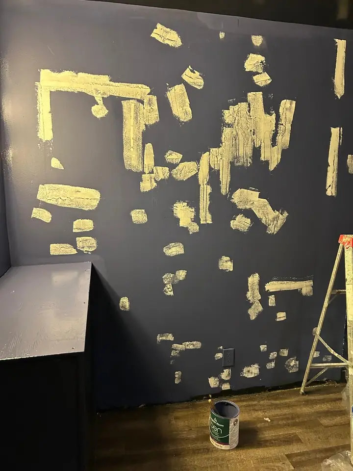 Blue wall mid-application